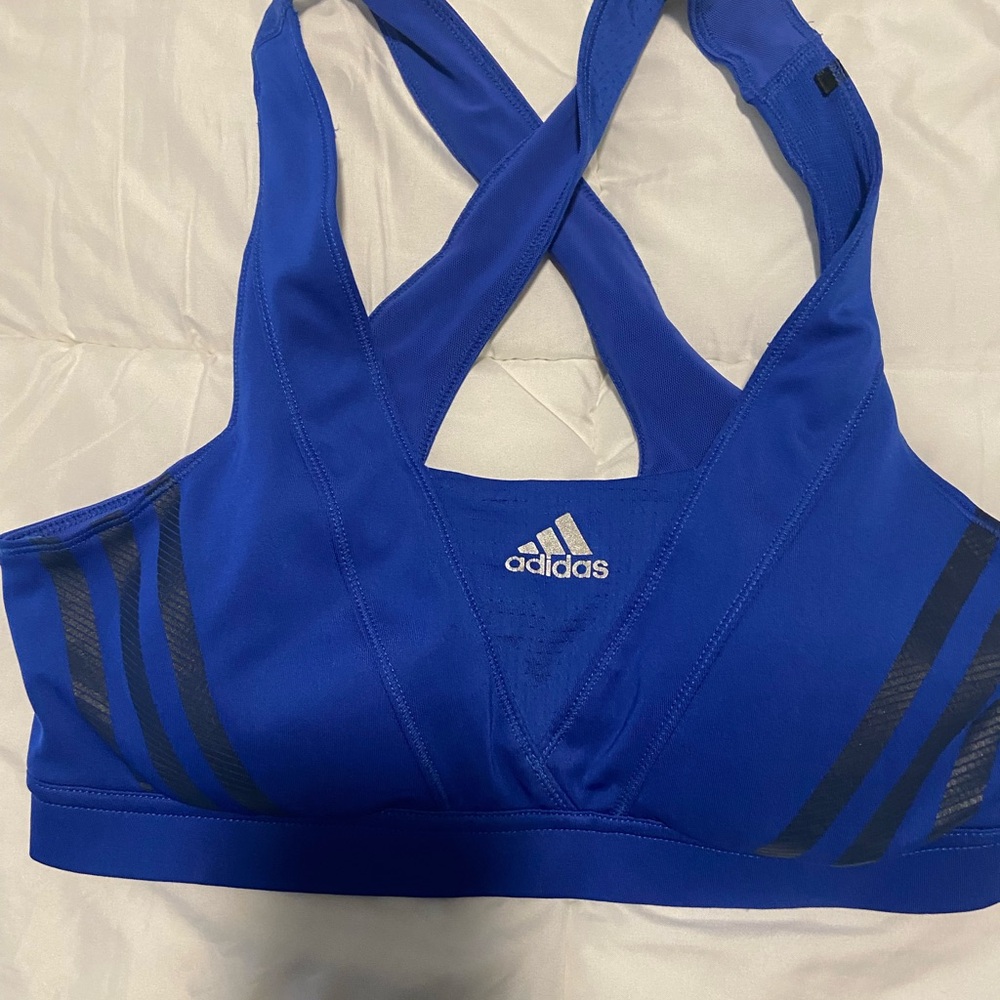 Adidas Blue Sports Bra with Cross-Back Design